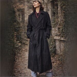 Women’s Vintage 80’s Black Forecaster of Boston Double Breasted Trench Coat